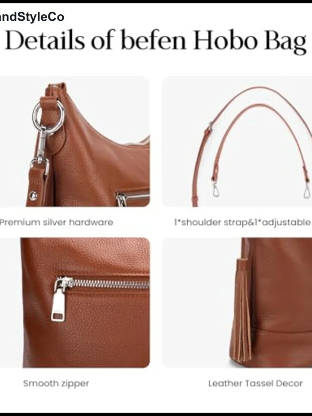 Genuine Leather Hobo Crossbody Bag for Women, Soft Real Leather Shoulder
